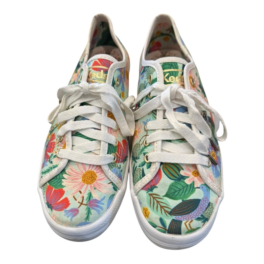 Rifle Paper Co. Floral Canvas Low-Top Sneakers in White, Green, Pink, Blue - Picture 4 of 7